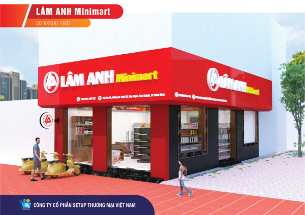 thiết kế siêu thị 40m2 lâm anh mart